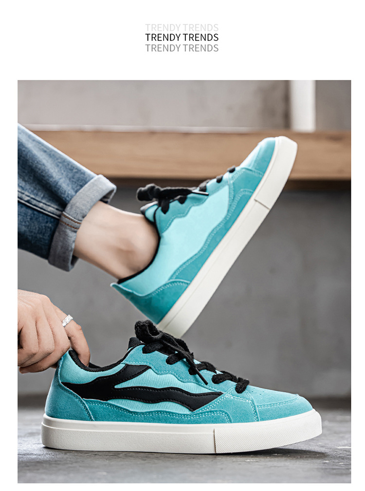 Men's Colorblock Lace-Up Casual Skate Shoes detail 6