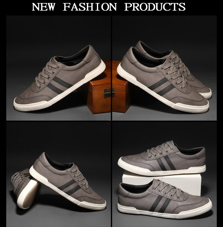 Men's PU Leather Striped Lace-Up Casual Shoes detail 5