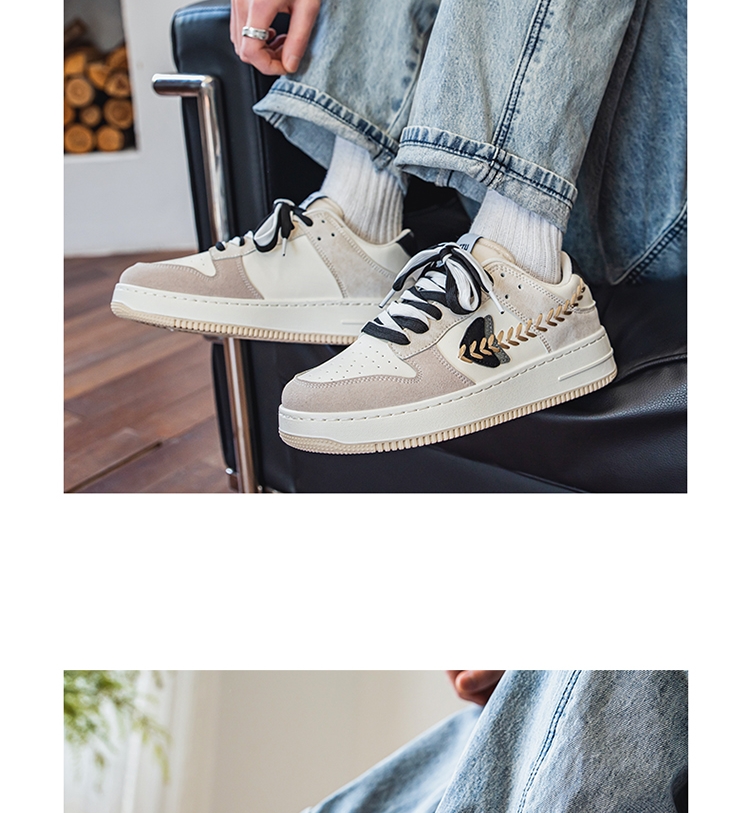 Scarpe da skate unisex traspiranti stringate con motivo color block detail 6