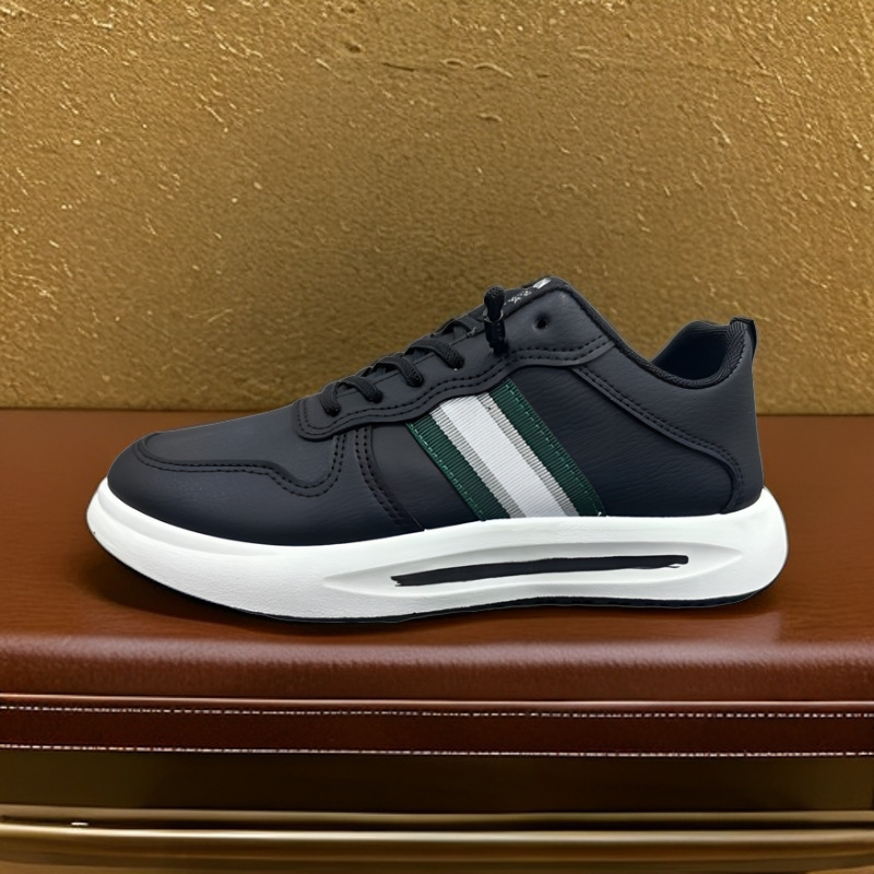 Men's Striped Lace-Up PU Leather Casual Sneakers detail 12