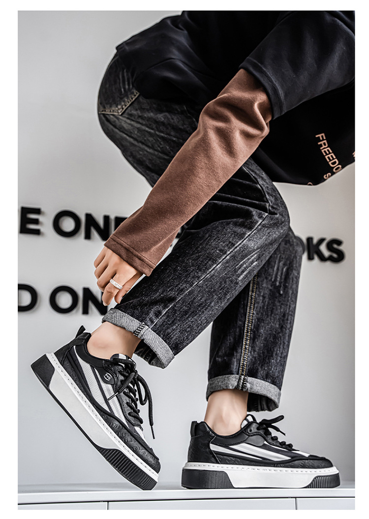 Herren Plateau-Sneaker zum Schnüren mit Streifen detail 16