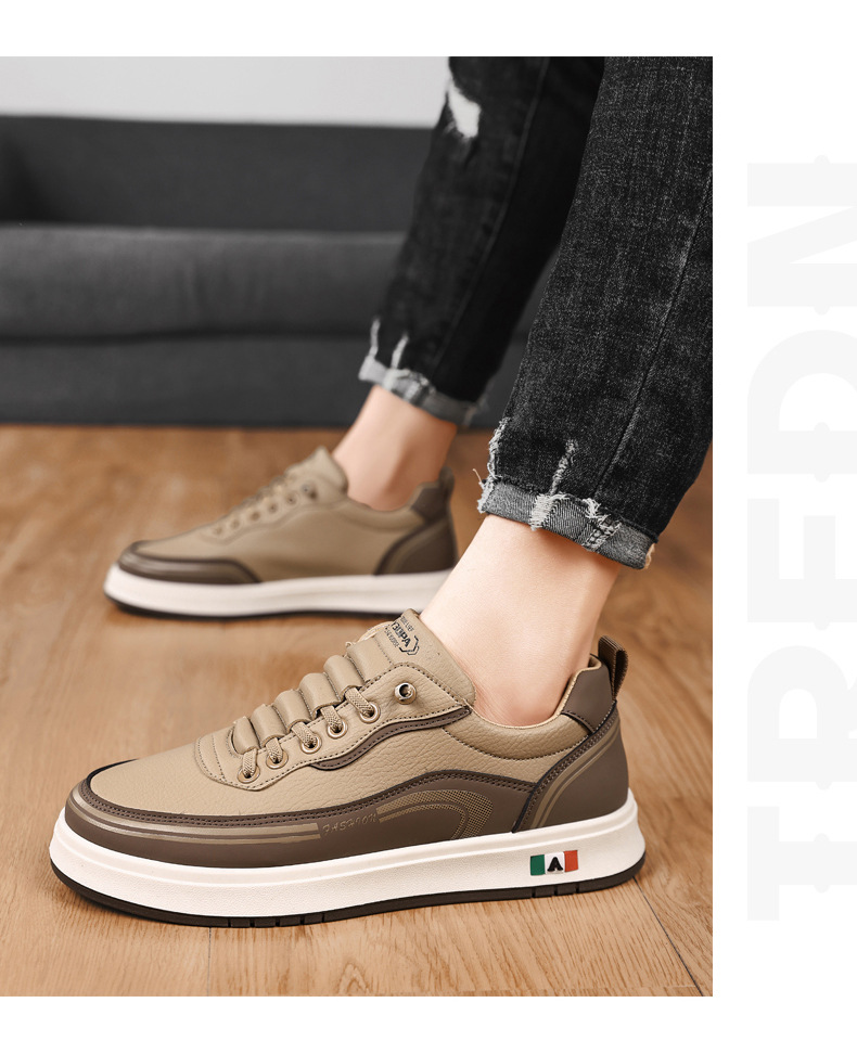 Rutschfeste PU-Leder Freizeitschuhe für Herren mit Schnürung detail 5