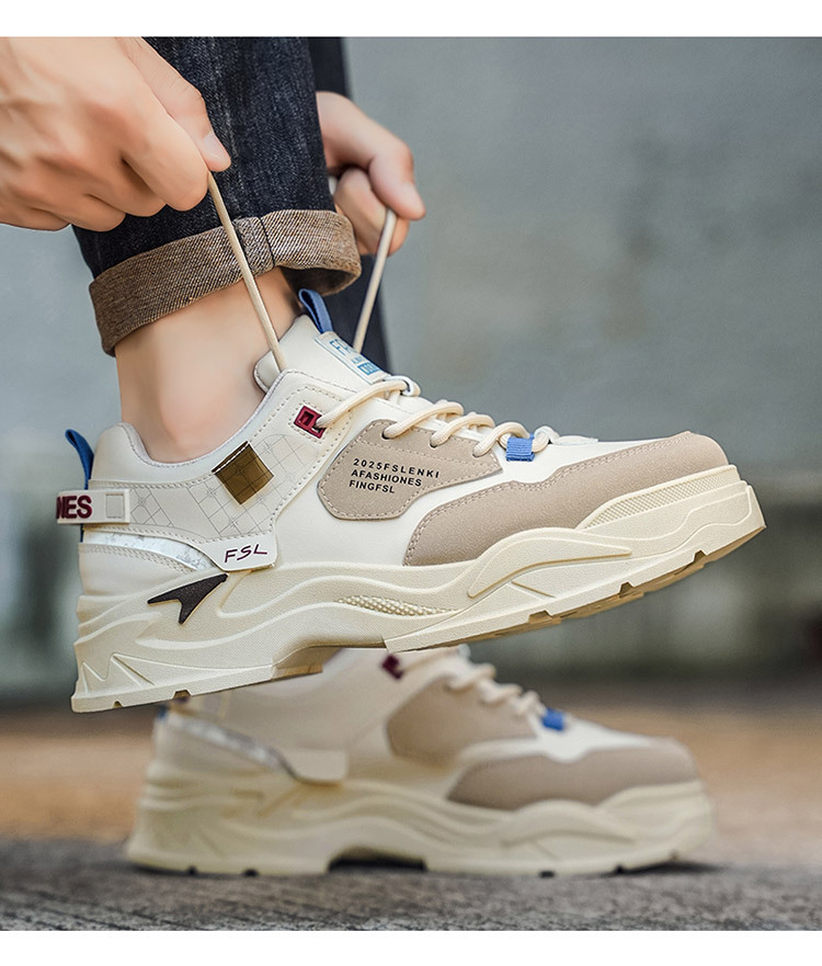 Scarpe casual da uomo stringate con plateau spesso e motivo colorblock detail 4