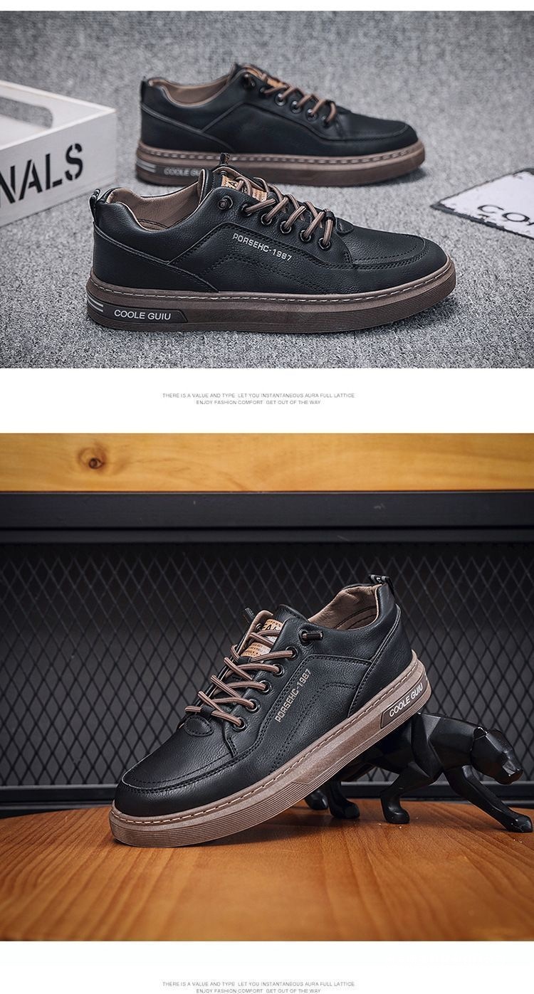 Klassische Schnür-Freizeitschuhe für Herren aus PU-Leder, Low-Top detail 2