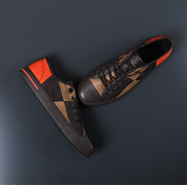 Chaussures casual plates à lacets pour hommes style color-block detail 2
