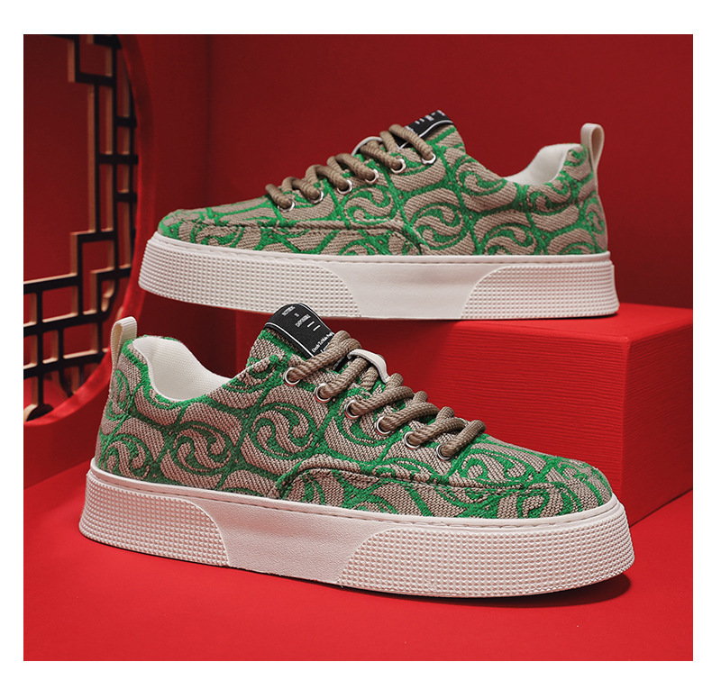 Men's Graphic Print Platform Lace-Up Casual Shoes detail 14
