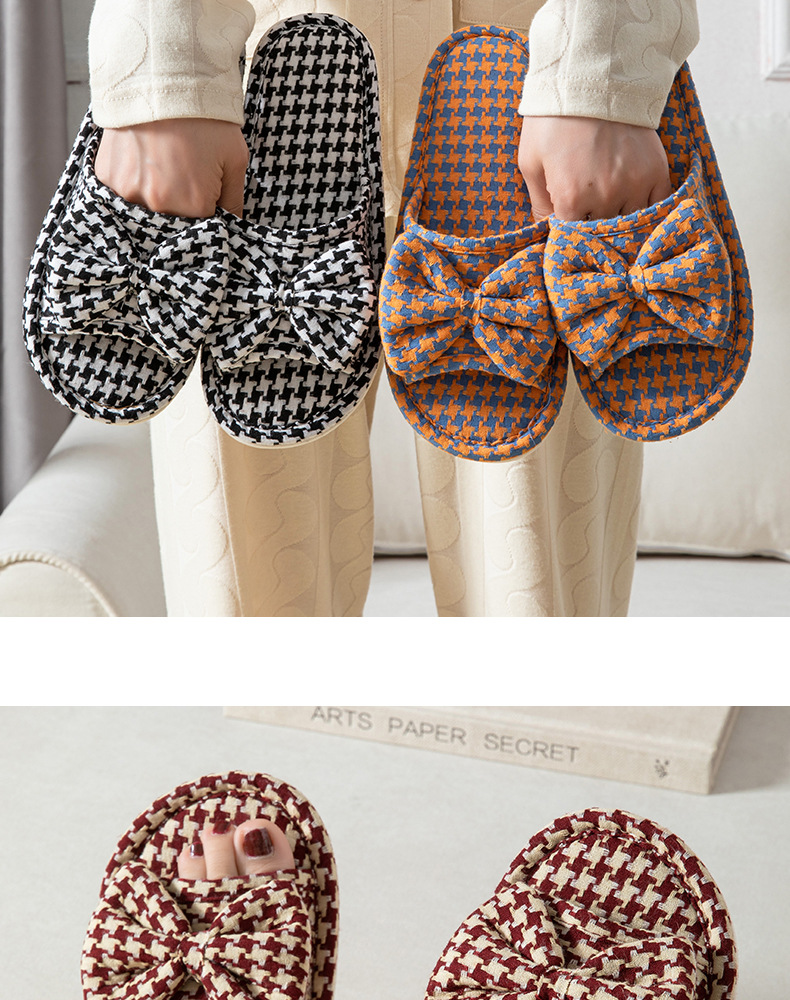 Women's Breathable Plaid Open-Toe Slippers detail 3