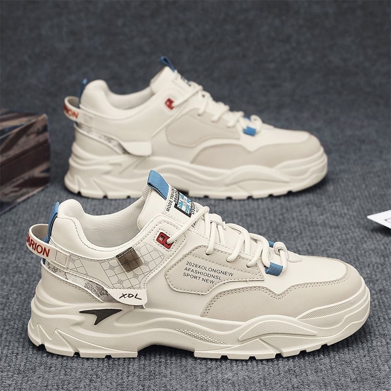 Herren Freizeitschuhe mit dicker Plateausohle, Colorblock & Schnürung