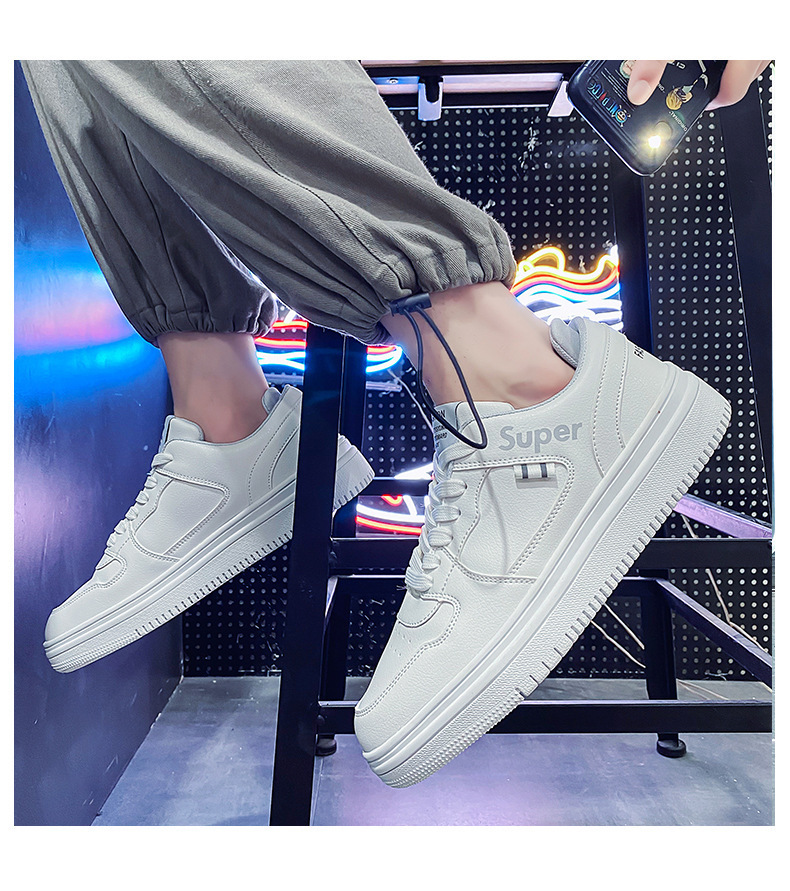 Lage vetersneakers voor heren van PU-leer detail 6