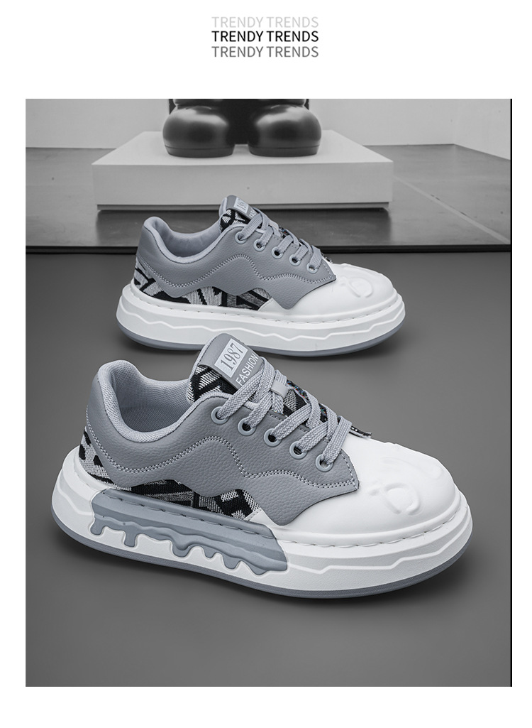 Men's Colorblock Lace-Up Platform Casual Sneakers detail 6