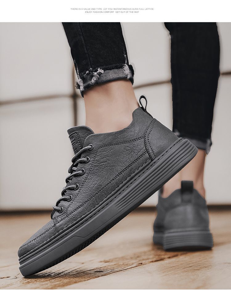 Rutschfeste PU-Leder Freizeitschuhe für Herren mit Schnürung detail 6