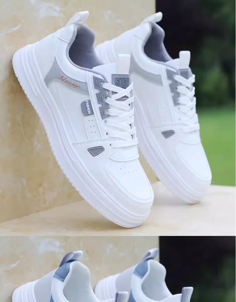 Sneakers casual da uomo stringate in pelle PU stile color-block detail 1