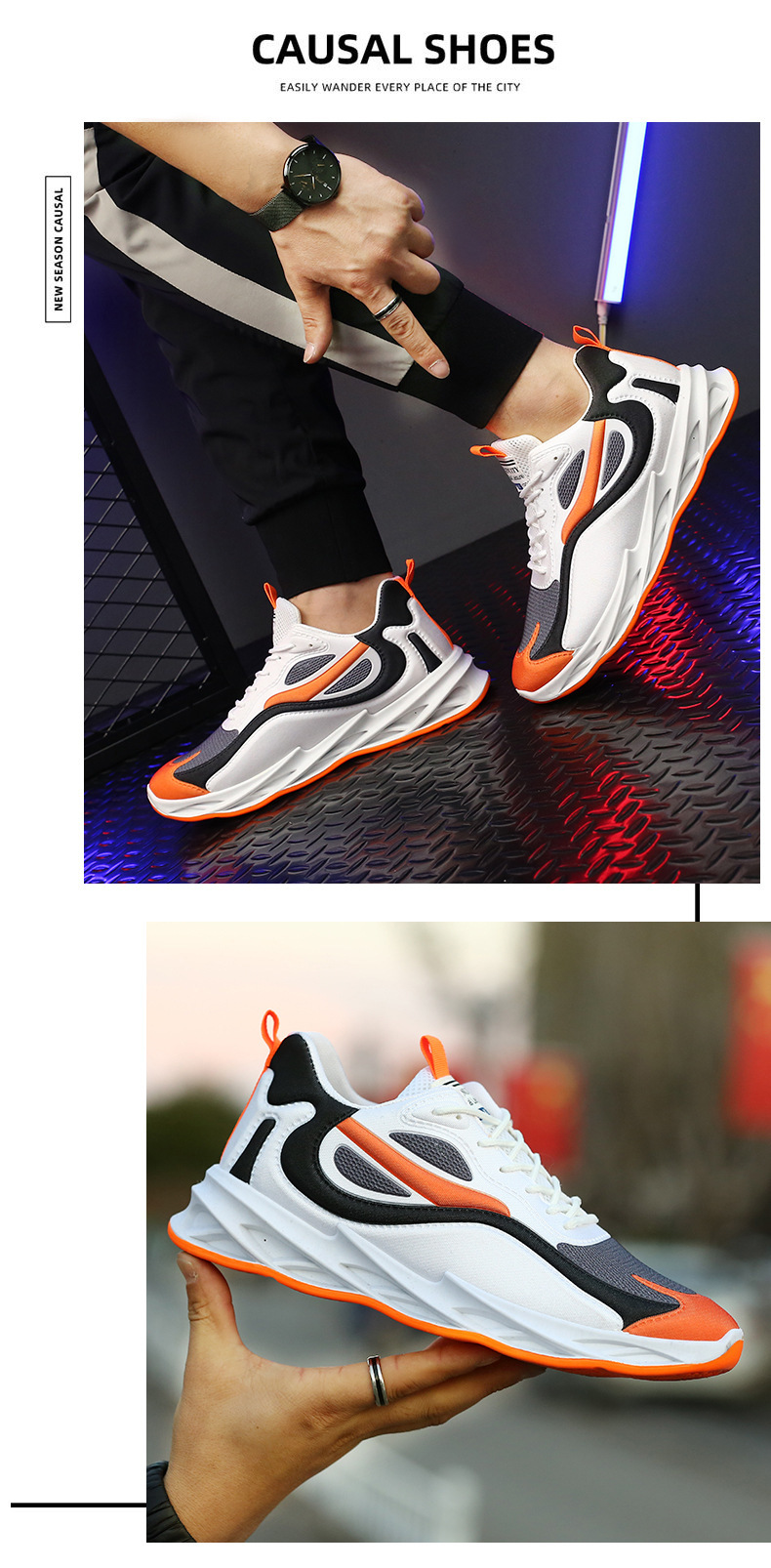 Men's Breathable Colorblock Lace-Up Athletic Shoes detail 4
