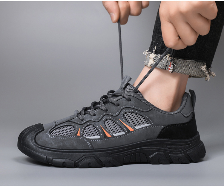 Atmungsaktive Herren-Freizeitschuhe mit Mesh und Schnürung für draußen detail 7