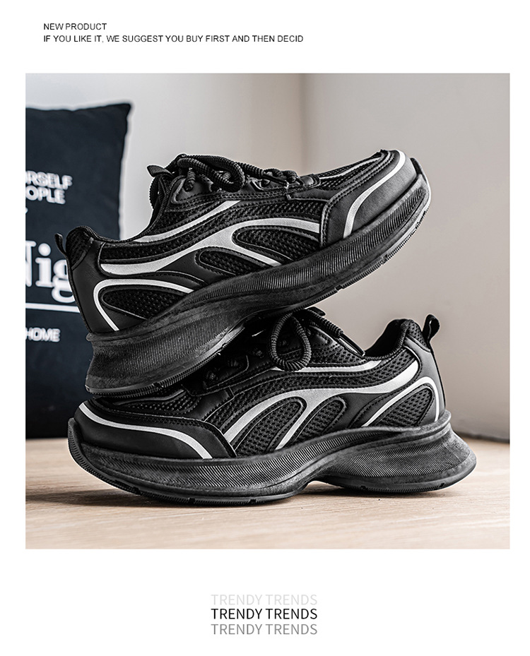 Atmungsaktive Plateau-Sneaker für Herren mit Schnürung detail 11