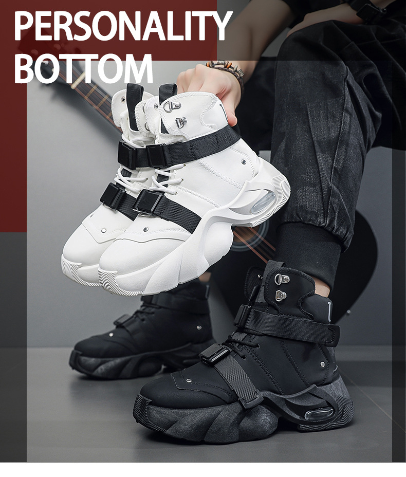 Gepolsterte High-Top-Freizeitschuhe für Herren mit Schnallen detail 1