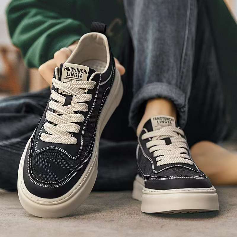 Scarpe casual da uomo stringate e traspiranti con plateau 5