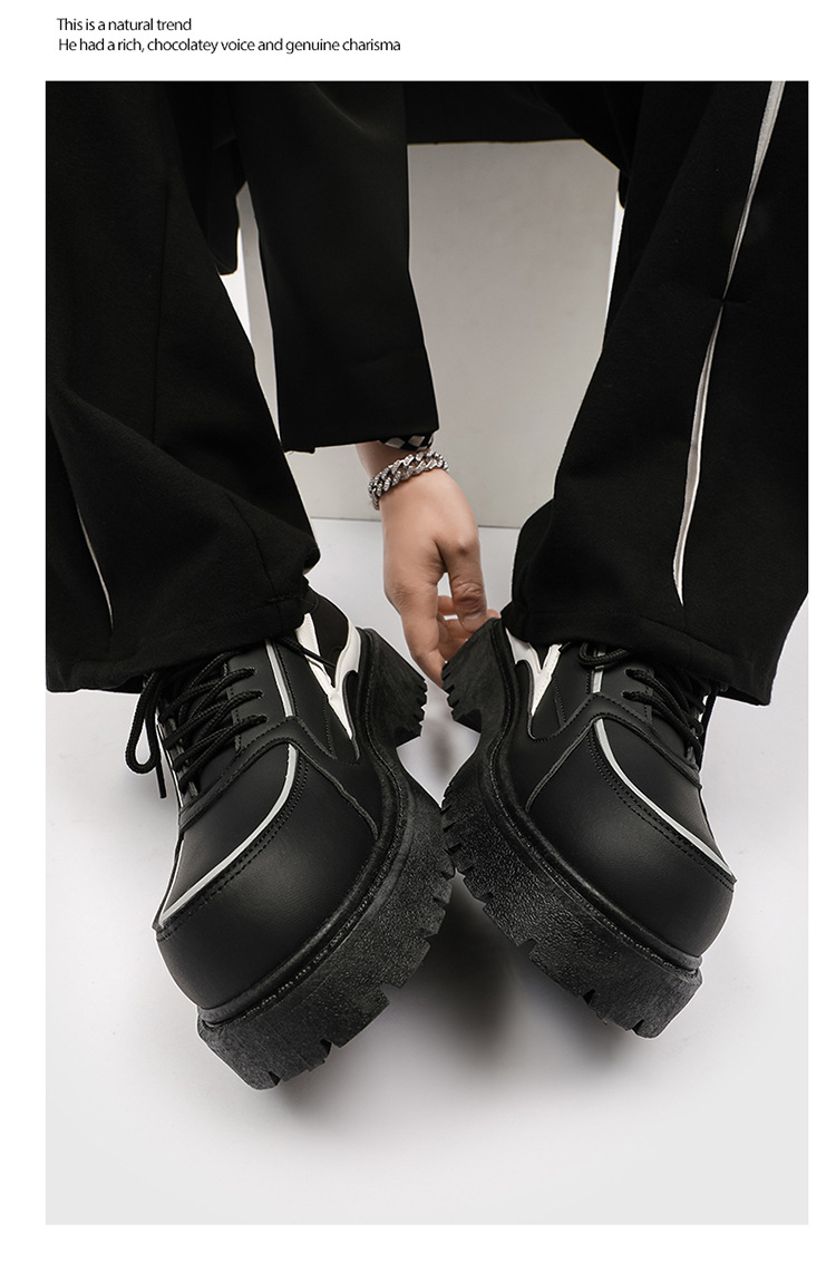 Chunky Plateau-Freizeitschuhe für Herren mit Schnürung aus PU-Leder detail 17
