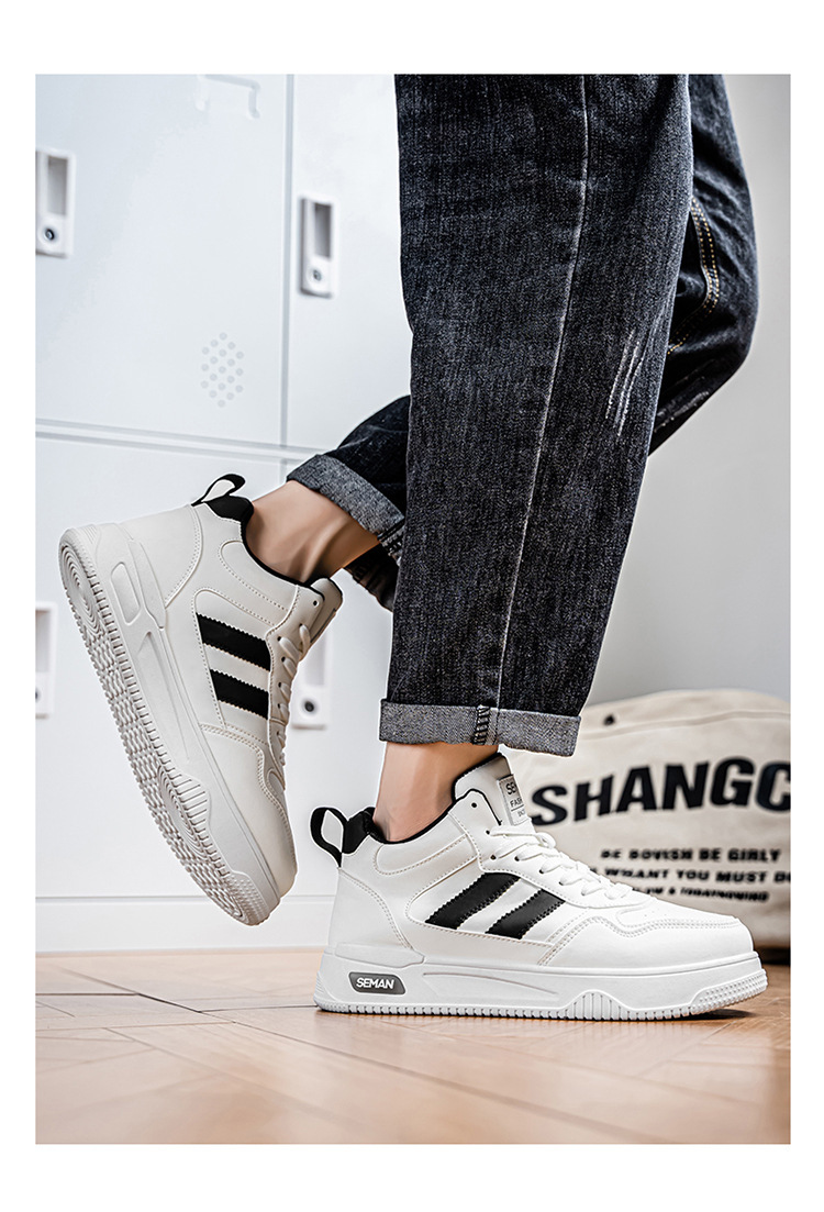 Men's Lace-Up PU Leather Colorblock Casual Sneakers detail 13