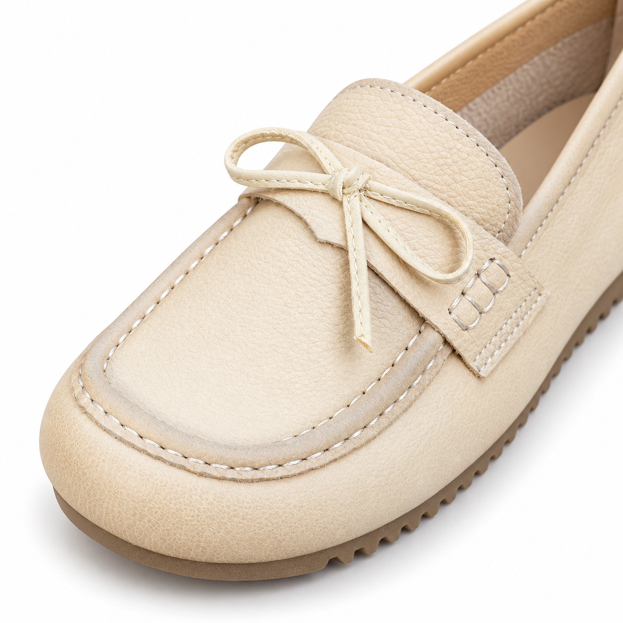 Women's Full-Grain Leather Bow Moccasin Flats 7