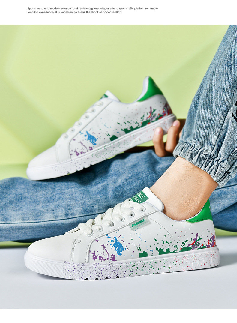 Men's Graphic-Print PU Leather Lace-Up Casual Sneakers detail 9