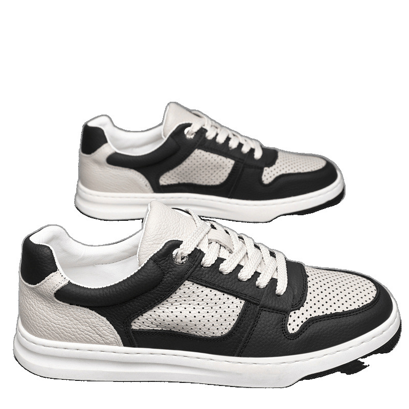 Men's Leather Colorblock Lace-Up Casual Shoes 6