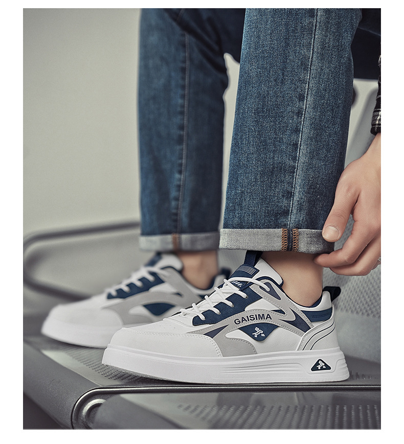 Scarpe casual da uomo stringate e traspiranti con design color block detail 5