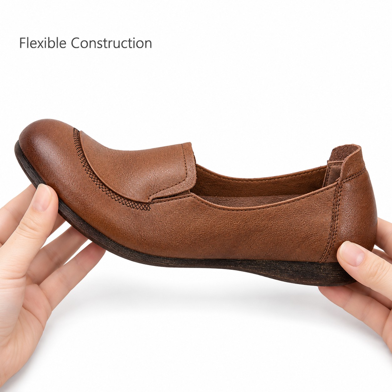 Women's Full-Grain Leather Moc-Toe Slip-On Flats detail 5