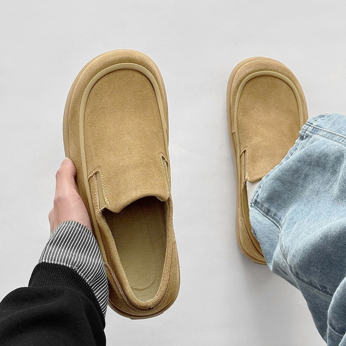 Casual slip-on herenschoenen van suède detail 7