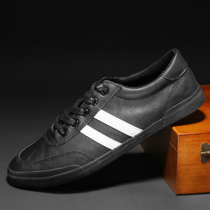 Men's PU Leather Striped Lace-Up Casual Shoes 3