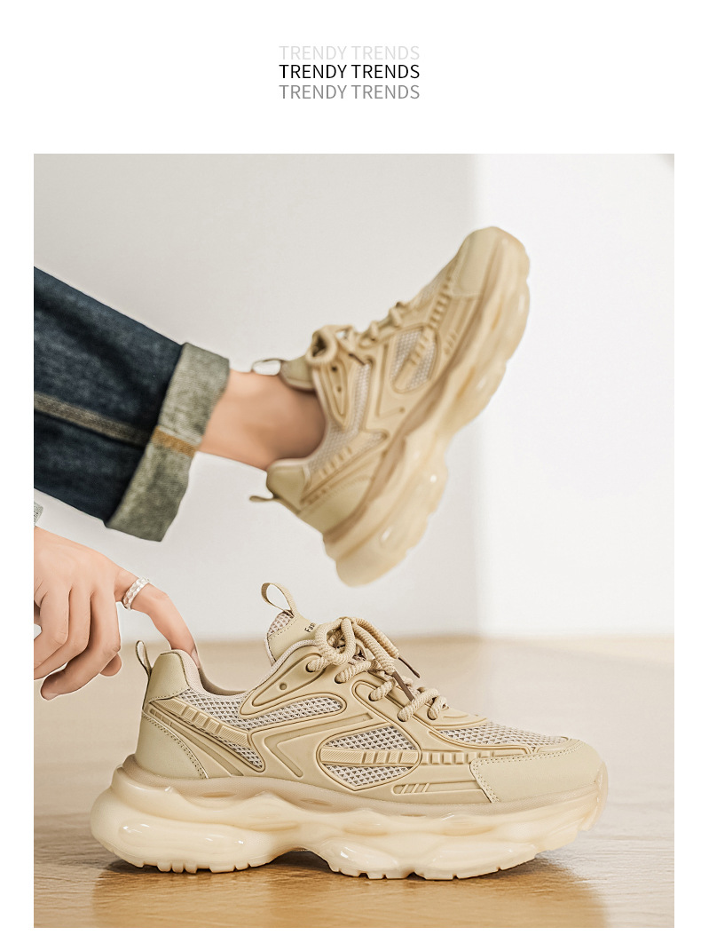 Chunky Dames Sneakers met Ademend Mesh en Plateauzool detail 6