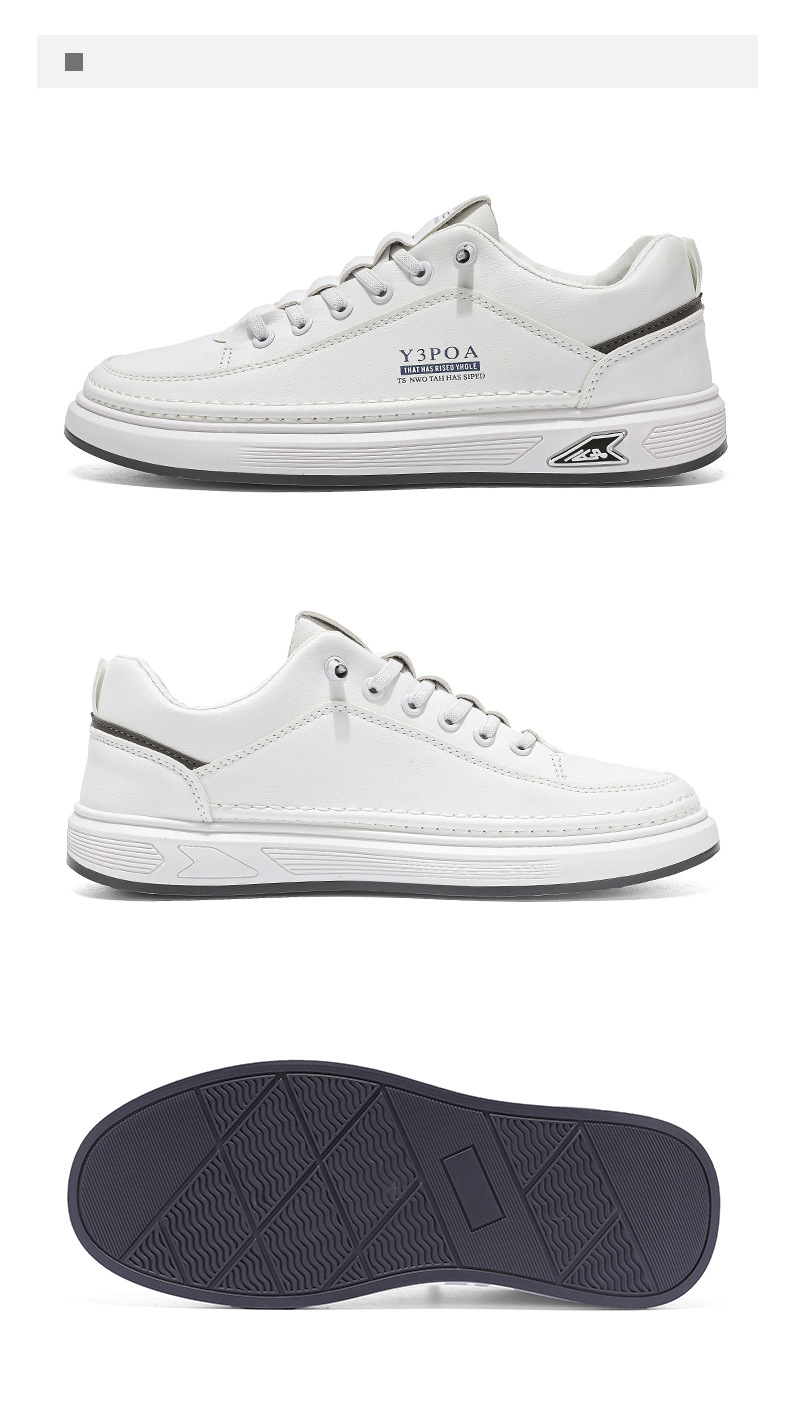 Men's PU Leather Lace-Up Low-Top Casual Shoes detail 11