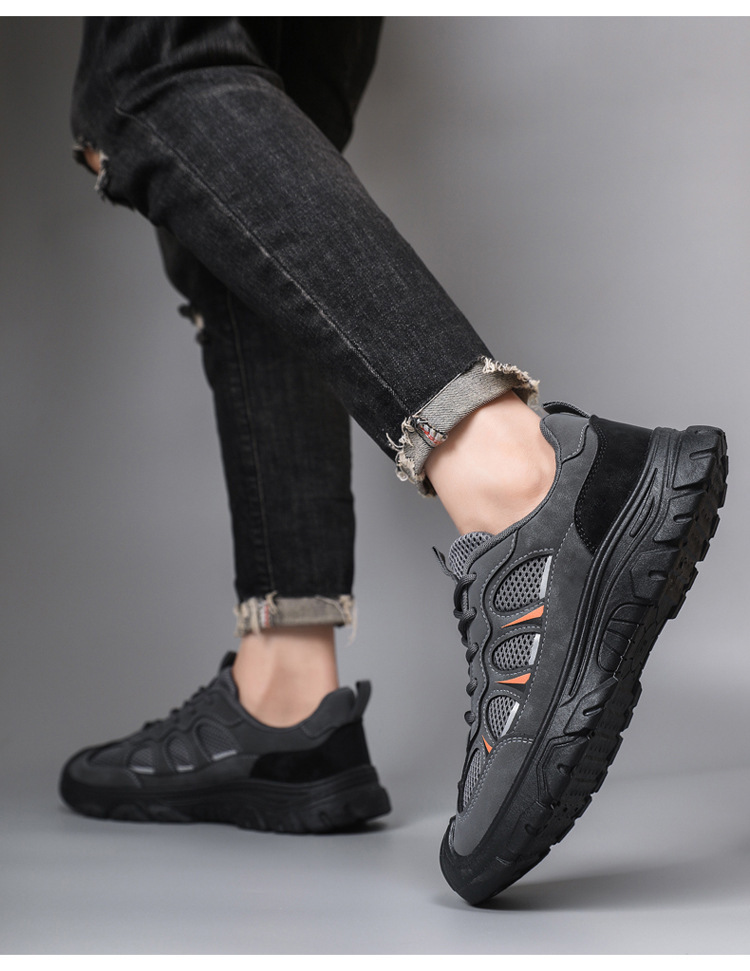 Atmungsaktive Herren-Freizeitschuhe mit Mesh und Schnürung für draußen detail 11