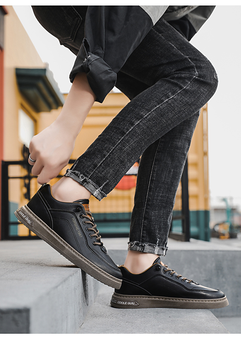 Lage leren veterschoenen voor heren - Casual schoenen detail 7