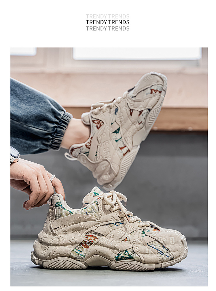 Gepolsterte Plateau-Freizeitschuhe für Herren mit Schnürung detail 6
