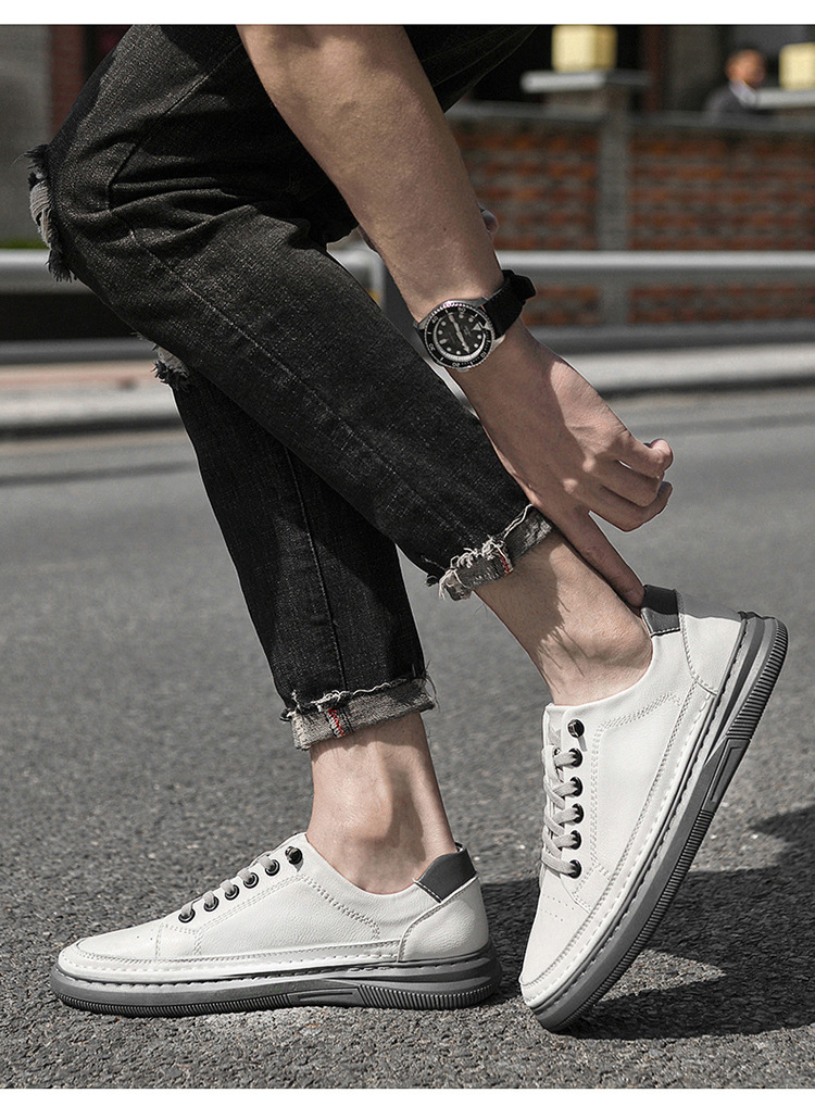 Atmungsaktive Leder-Freizeitschuhe für Herren mit Schnürung detail 1
