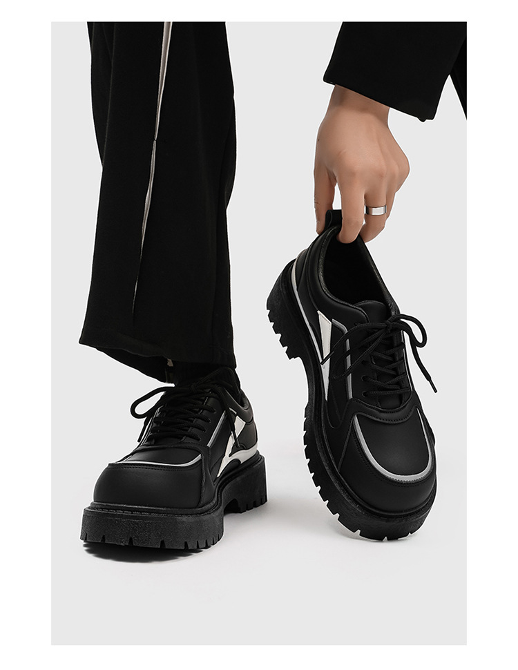 Chunky Plateau-Freizeitschuhe für Herren mit Schnürung aus PU-Leder detail 6