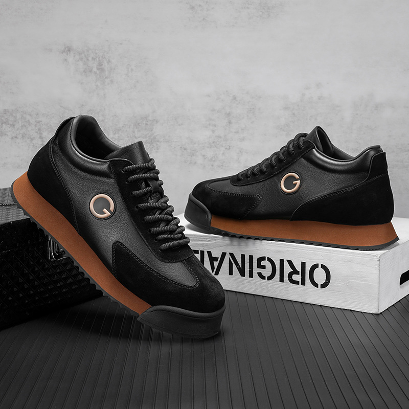 Herren Plateau-Sneaker aus Leder im Colorblock-Design detail 6