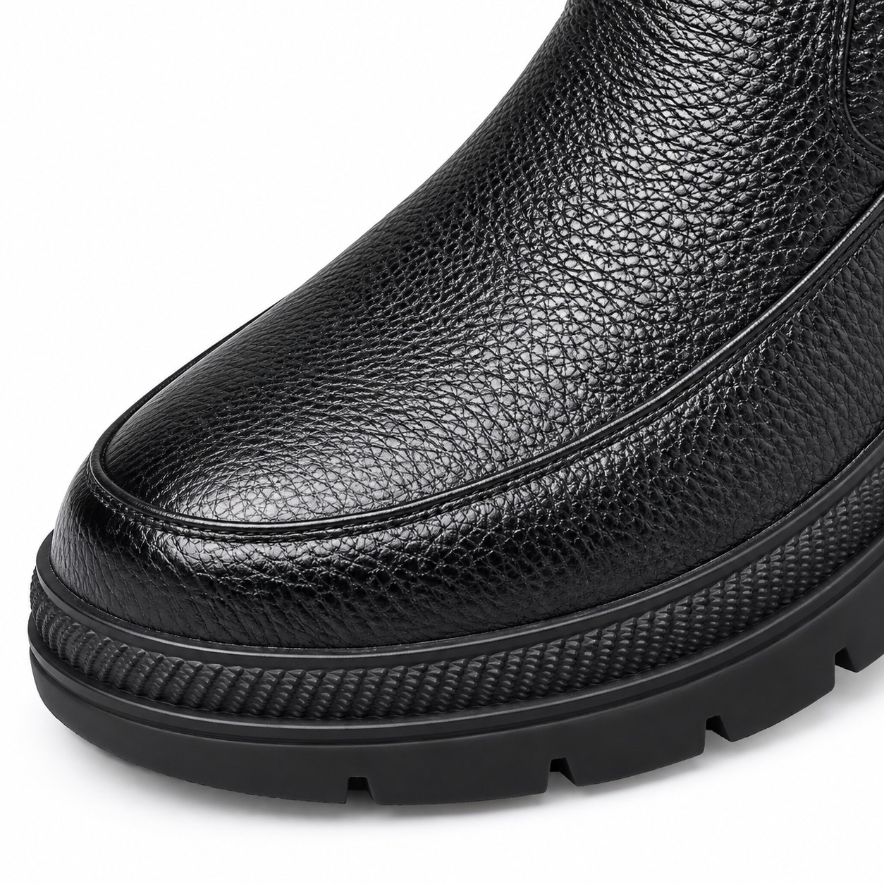 Men's Fur-Lined Full-Grain Leather Side-Zip Boots 7