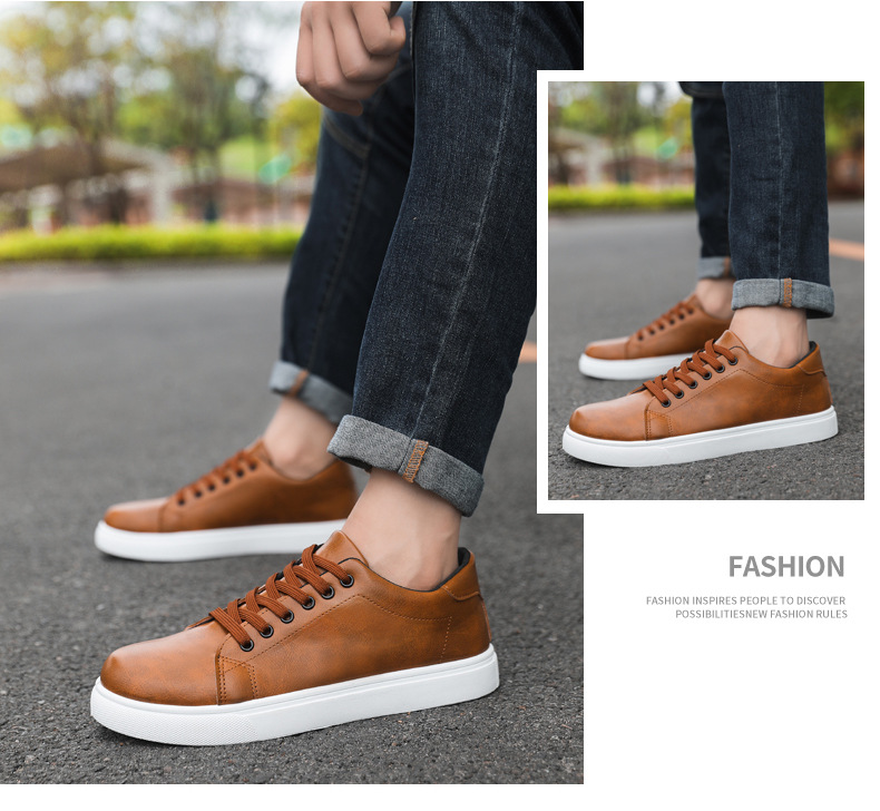 Men's PU Leather Lace-Up Non-Slip Casual Shoes detail 6