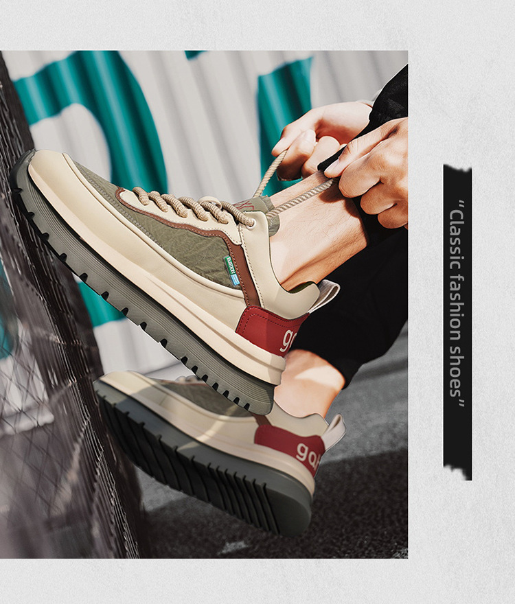 Men's Colorblock Platform Lace-Up Casual Shoes detail 3