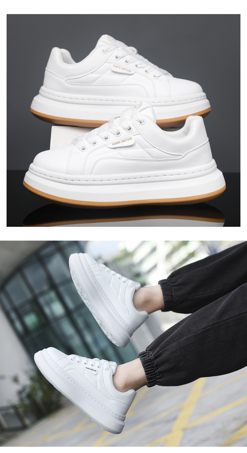 Herren Plateau-Freizeitschuhe aus PU-Leder zum Schnüren detail 5