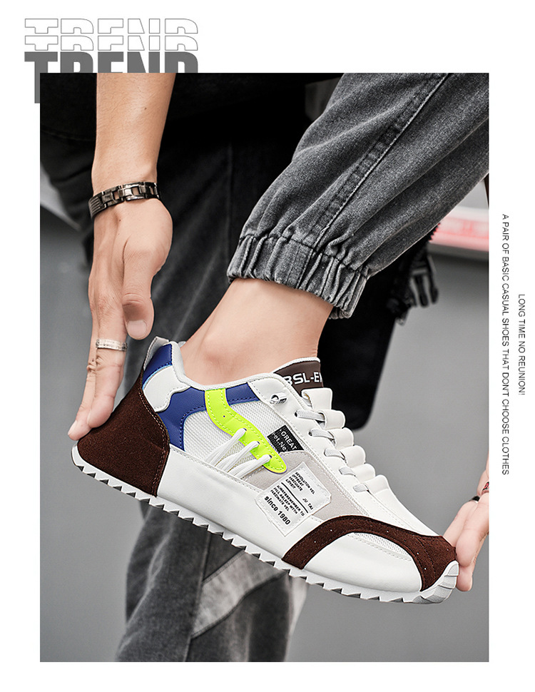 Scarpe casual da uomo traspiranti stringate con plateau e motivo color block detail 3