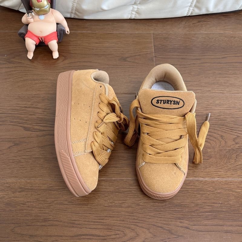 Unisex suède plateau skateschoenen met vetersluiting 3
