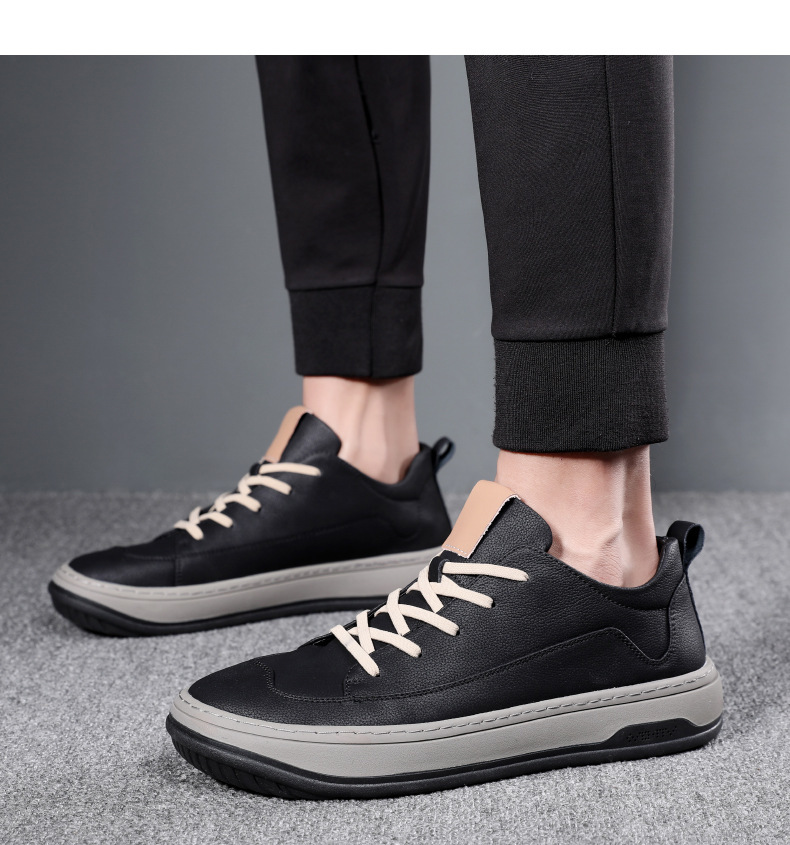 Men's Leather Lace-Up Non-Slip Casual Shoes detail 3
