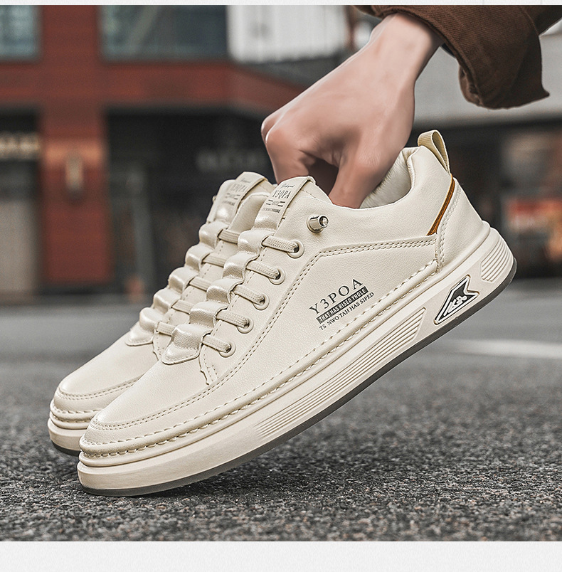 Men's PU Leather Lace-Up Low-Top Casual Shoes detail 2