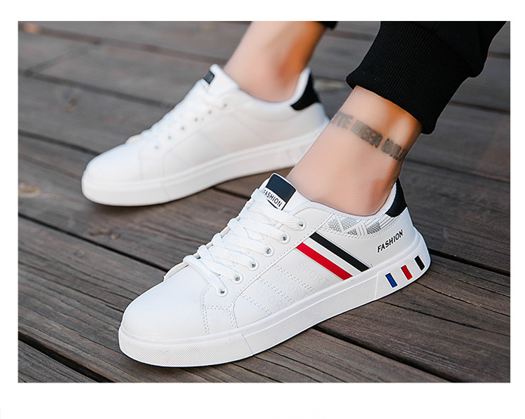 Chaussures casual à lacets à rayures en cuir PU pour hommes detail 4