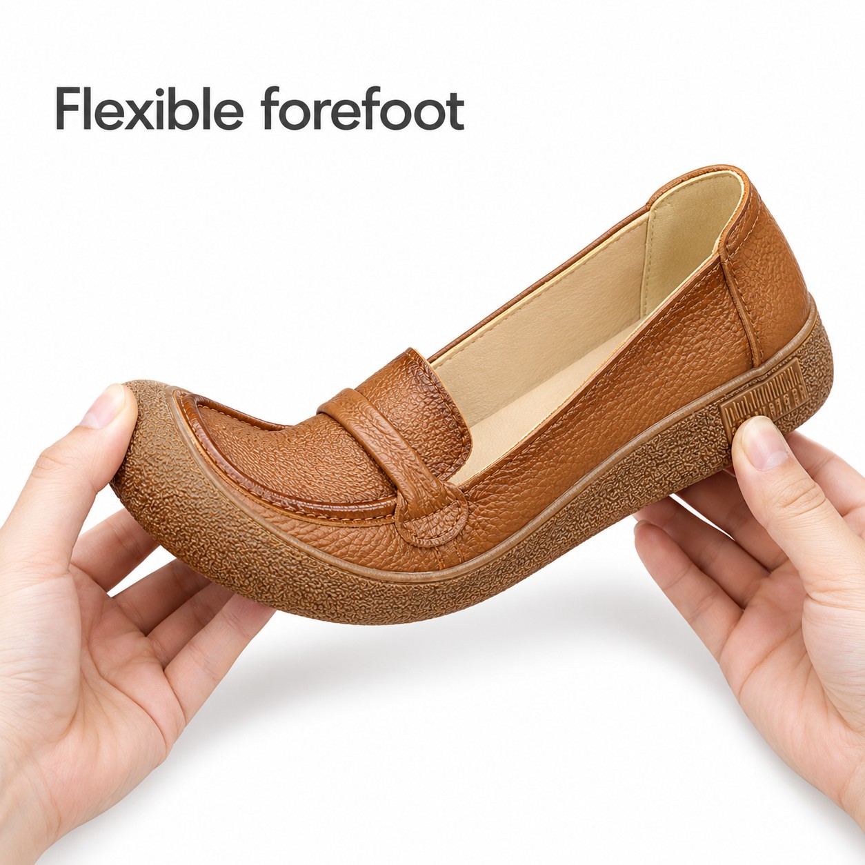 Women's Full-Grain Leather Chunky-Sole Loafer Flats detail 5