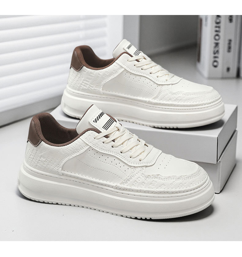 Sneakers casual da uomo stringate con plateau in pelle PU detail 11