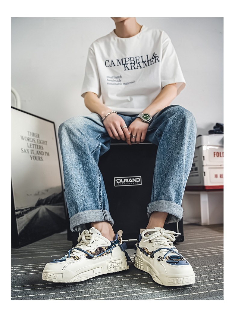 Scarpe casual da uomo con suola platform chunky e motivo color block detail 3